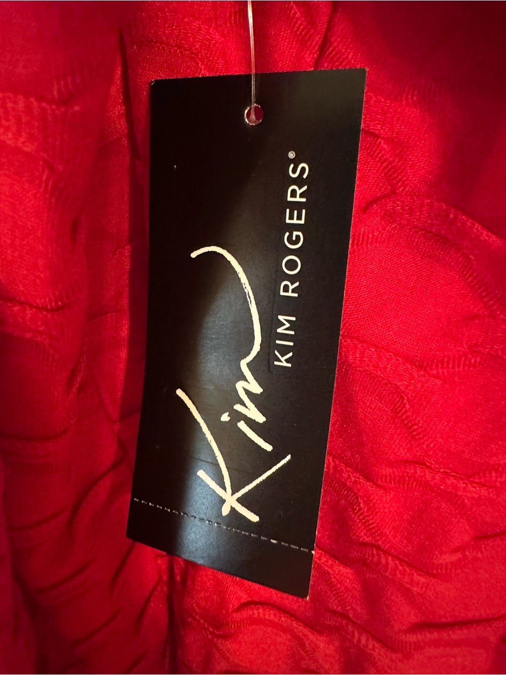 Women’s L Kim Rogers Red Textured Open Light Weight Cardigan NWT - Picture 4 of 7